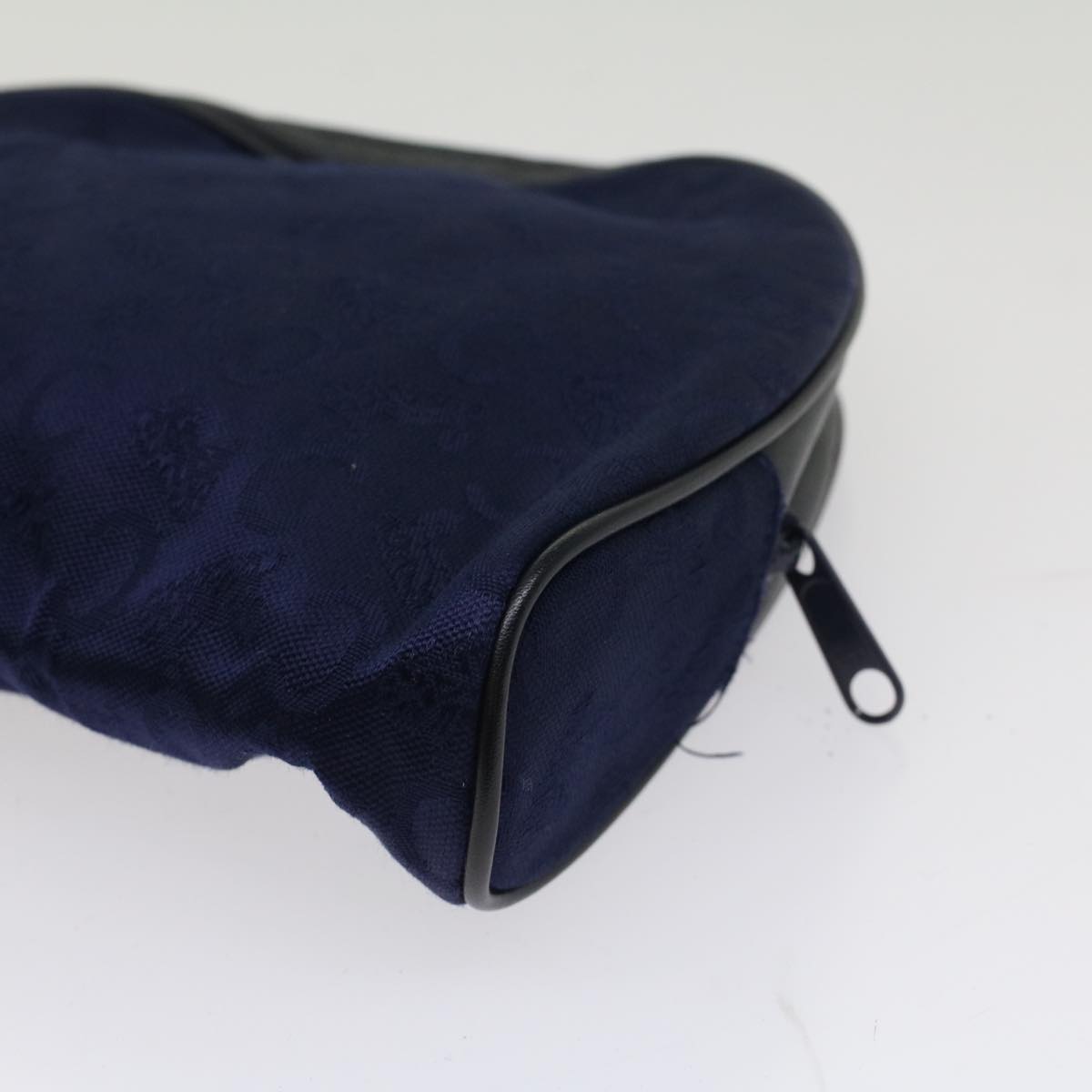 CELINE C Macadam Pouch Canvas Navy Black Auth ac2167