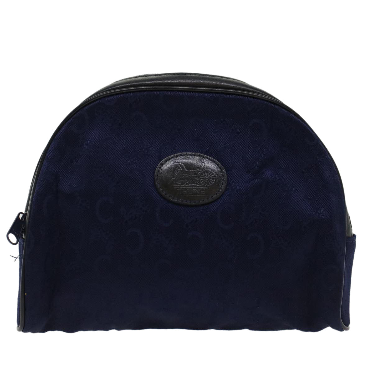 CELINE C Macadam Pouch Canvas Navy Black Auth ac2167