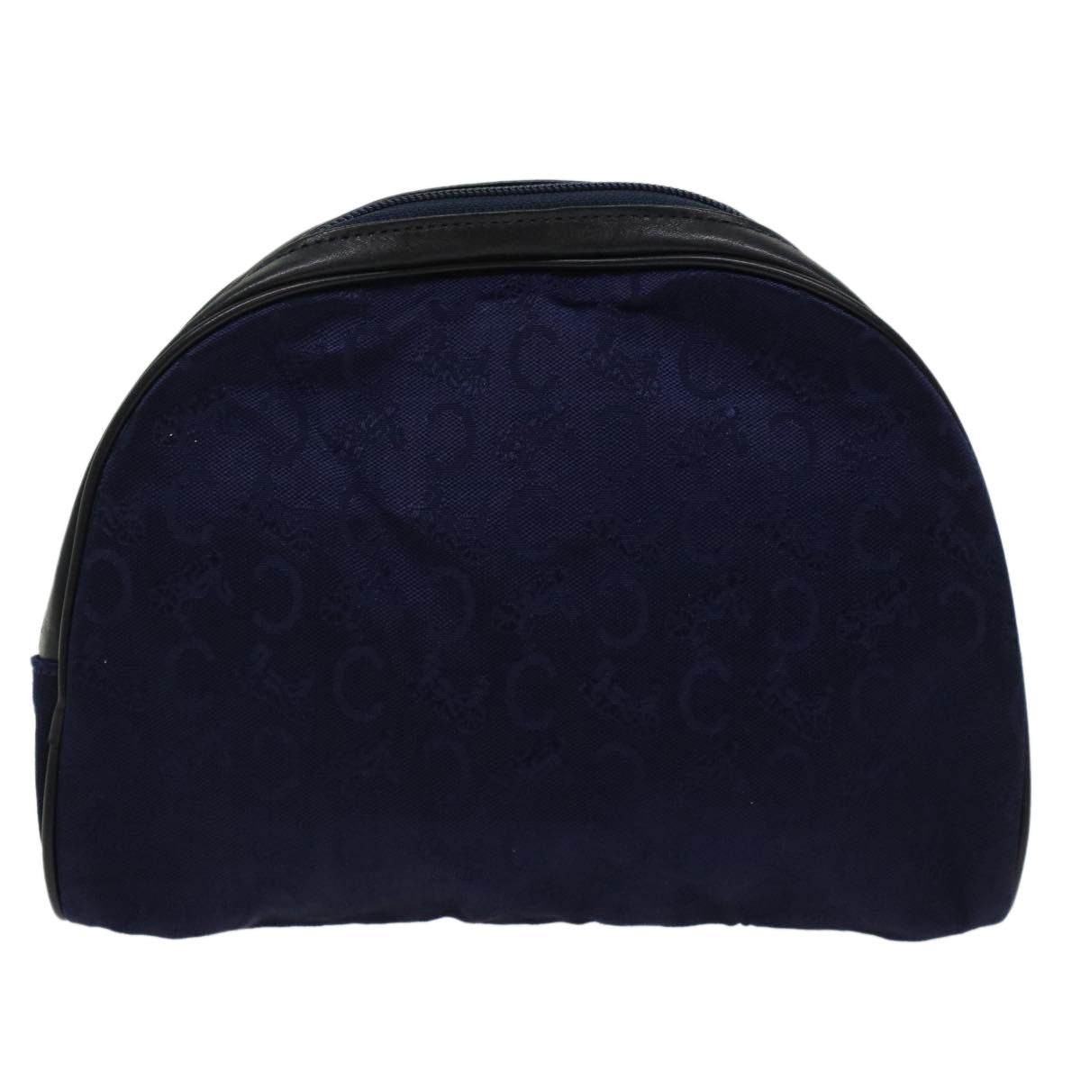 CELINE C Macadam Pouch Canvas Navy Black Auth ac2167