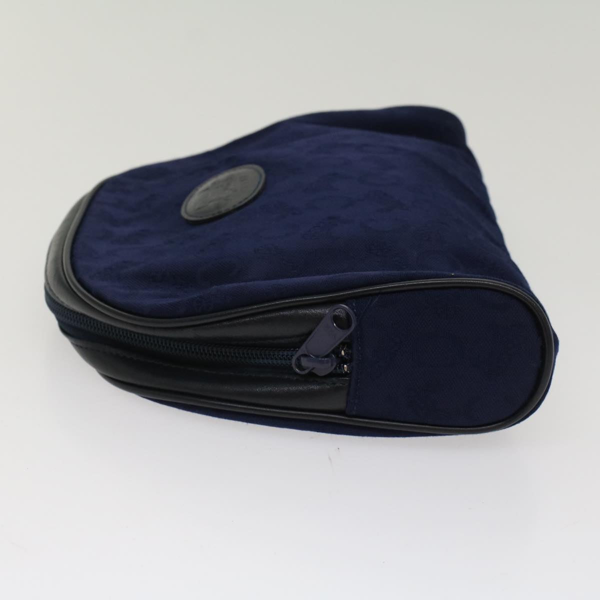 CELINE C Macadam Pouch Canvas Navy Black Auth ac2167