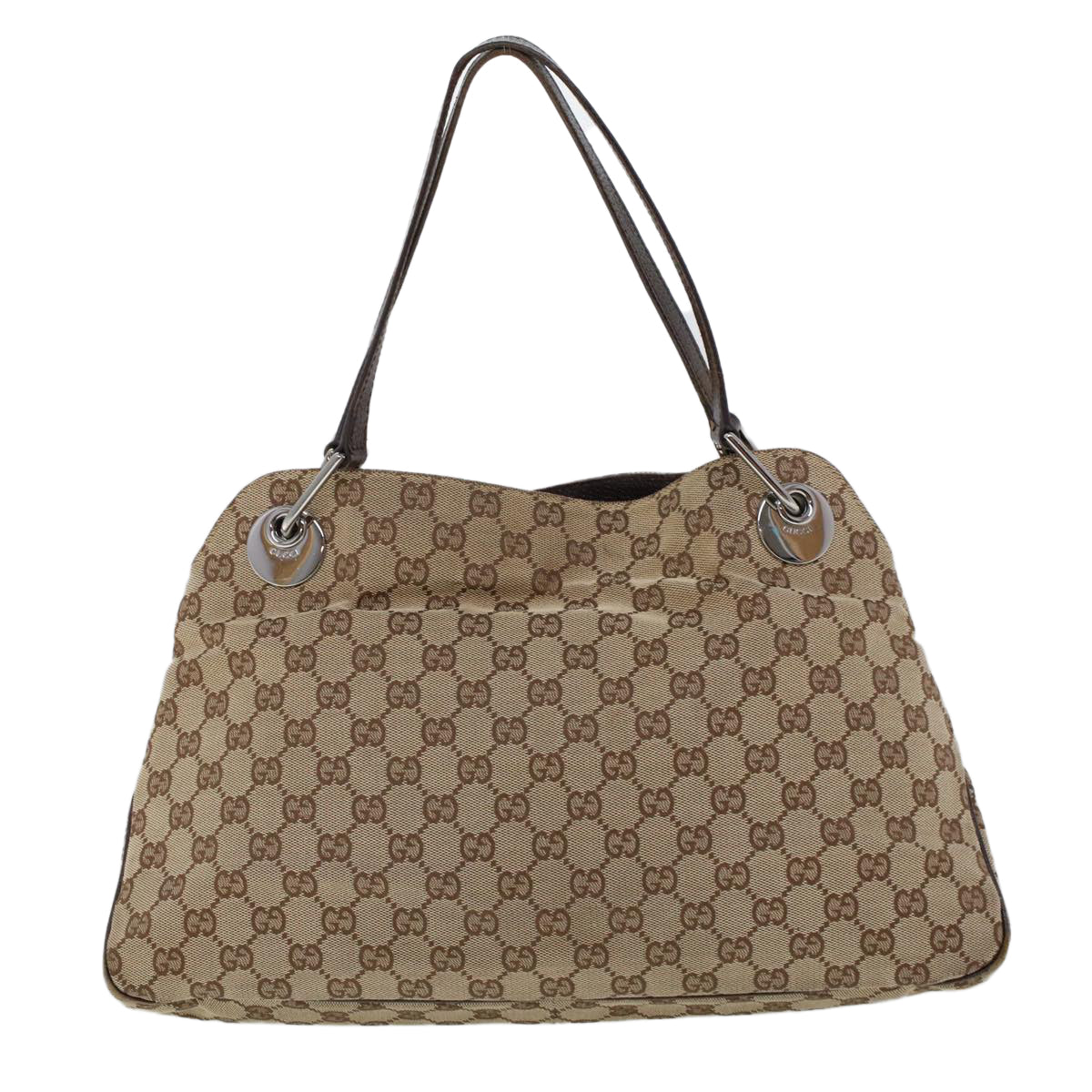 GUCCI GG Canvas Hand Bag Canvas Leather Beige Brown 121023 Auth ac2176