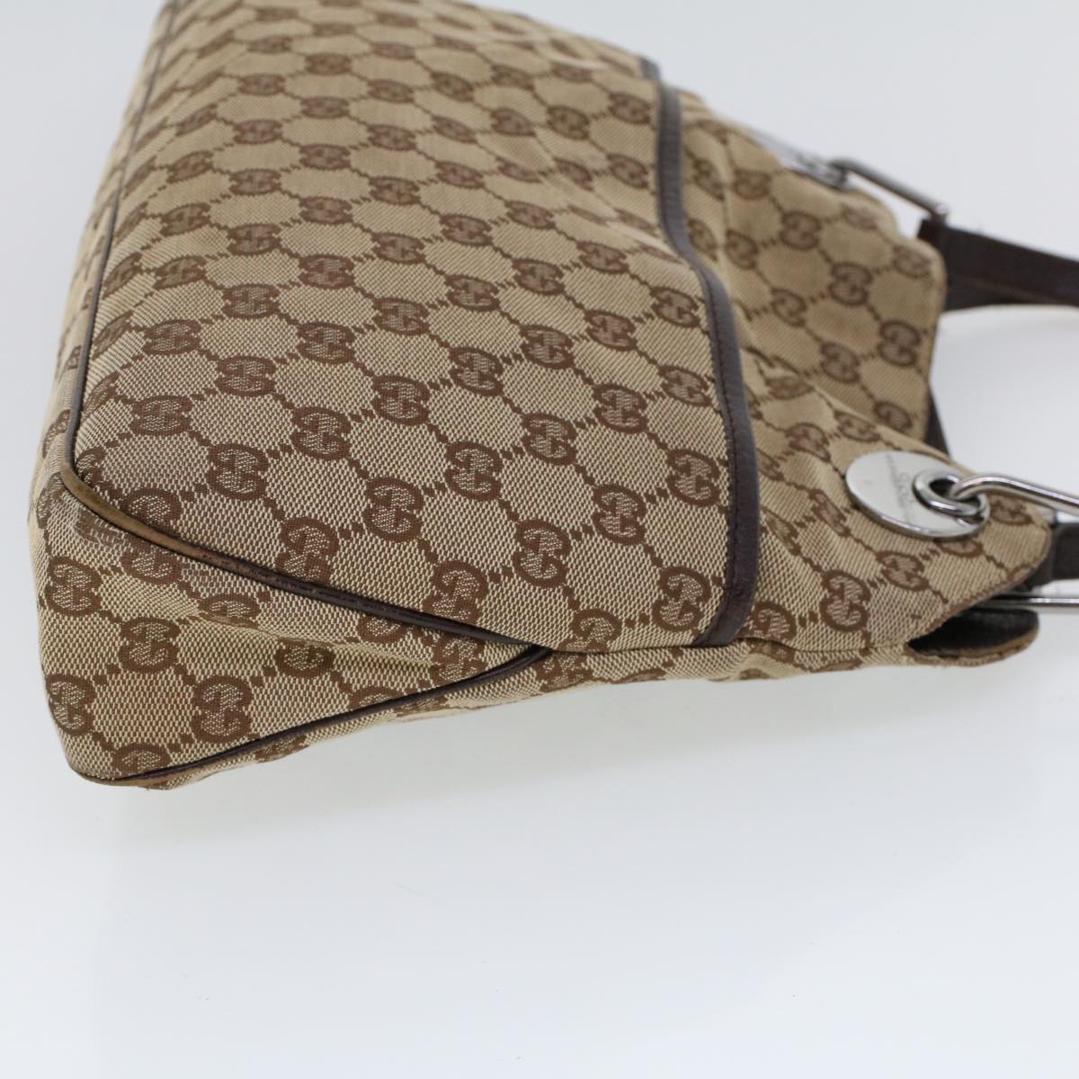 GUCCI GG Canvas Hand Bag Canvas Leather Beige Brown 121023 Auth ac2176