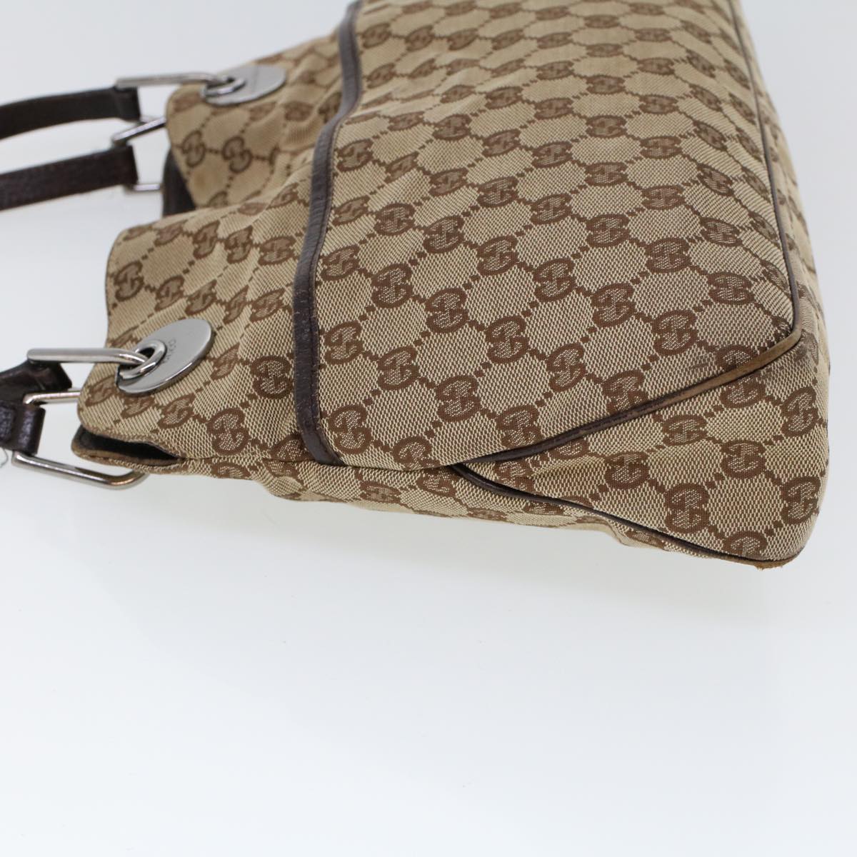 GUCCI GG Canvas Hand Bag Canvas Leather Beige Brown 121023 Auth ac2176