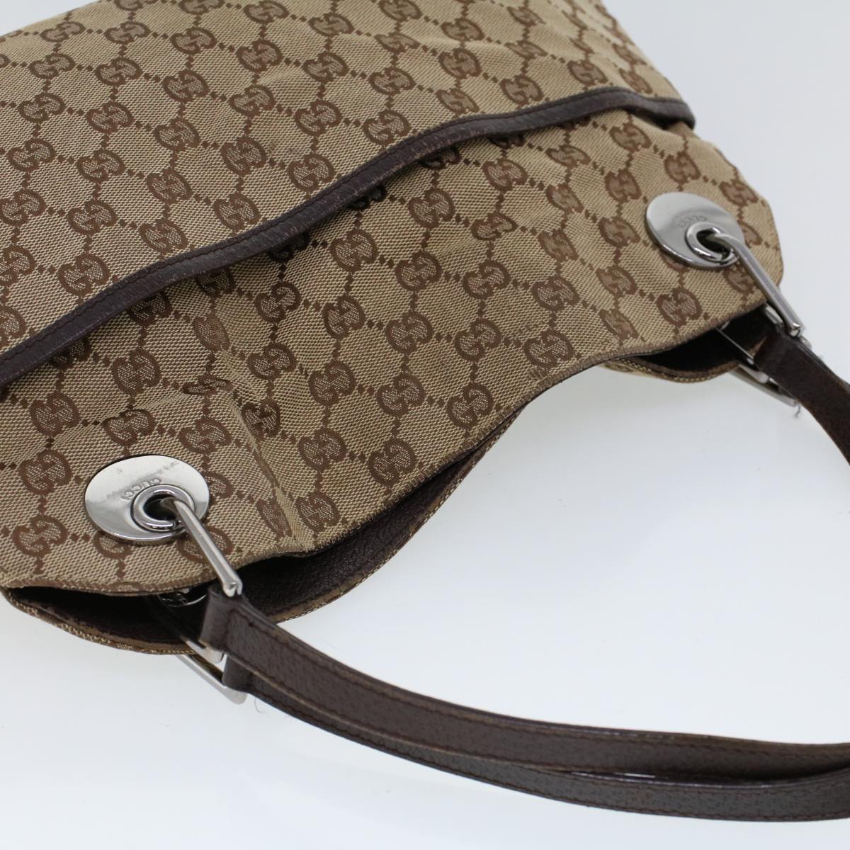 GUCCI GG Canvas Hand Bag Canvas Leather Beige Brown 121023 Auth ac2176