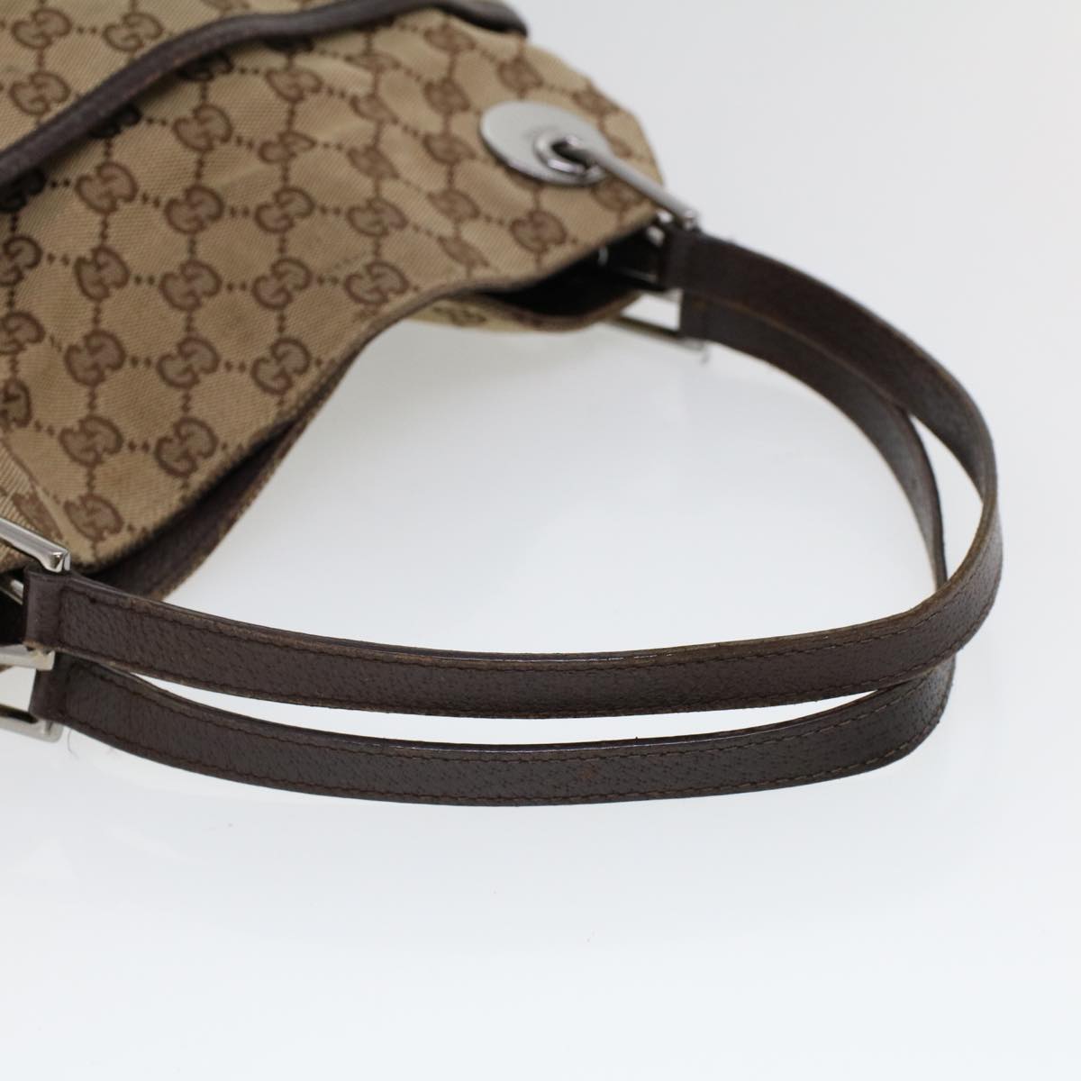 GUCCI GG Canvas Hand Bag Canvas Leather Beige Brown 121023 Auth ac2176