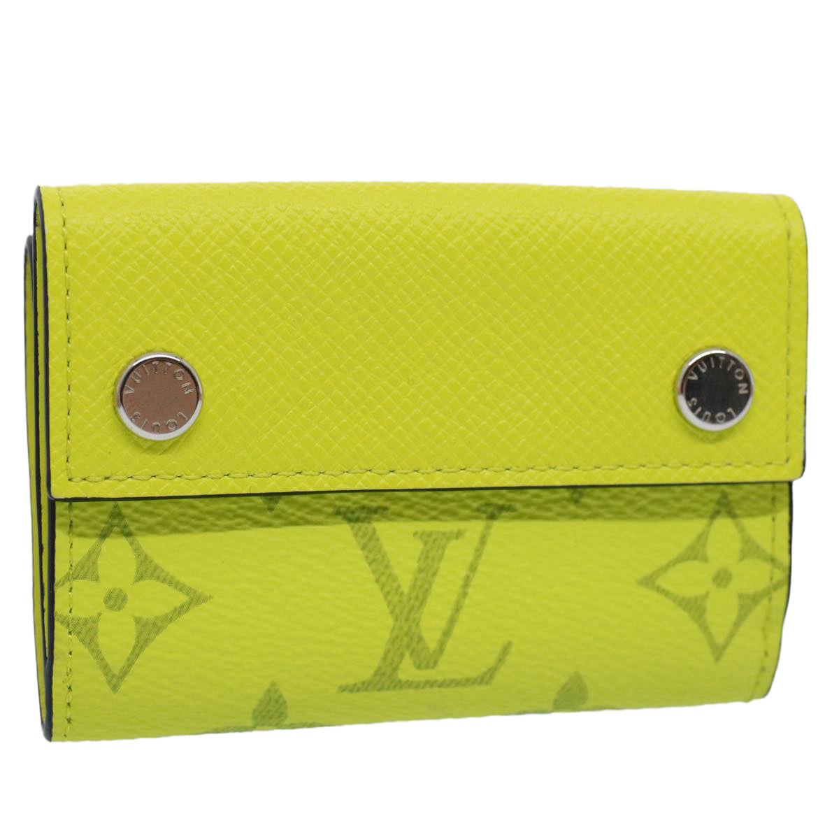 LOUIS VUITTON Taigalama Discovery Compact Wallet Jaune M67629 LV Auth ac2214