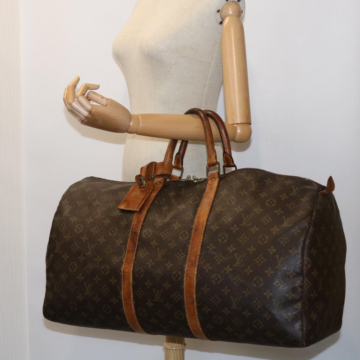 LOUIS VUITTON Monogram Keepall 55 Boston Bag M41424 LV Auth ac2219