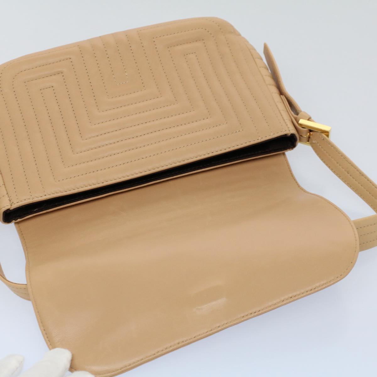 BALLY Shoulder Bag Leather Beige Auth ac2228