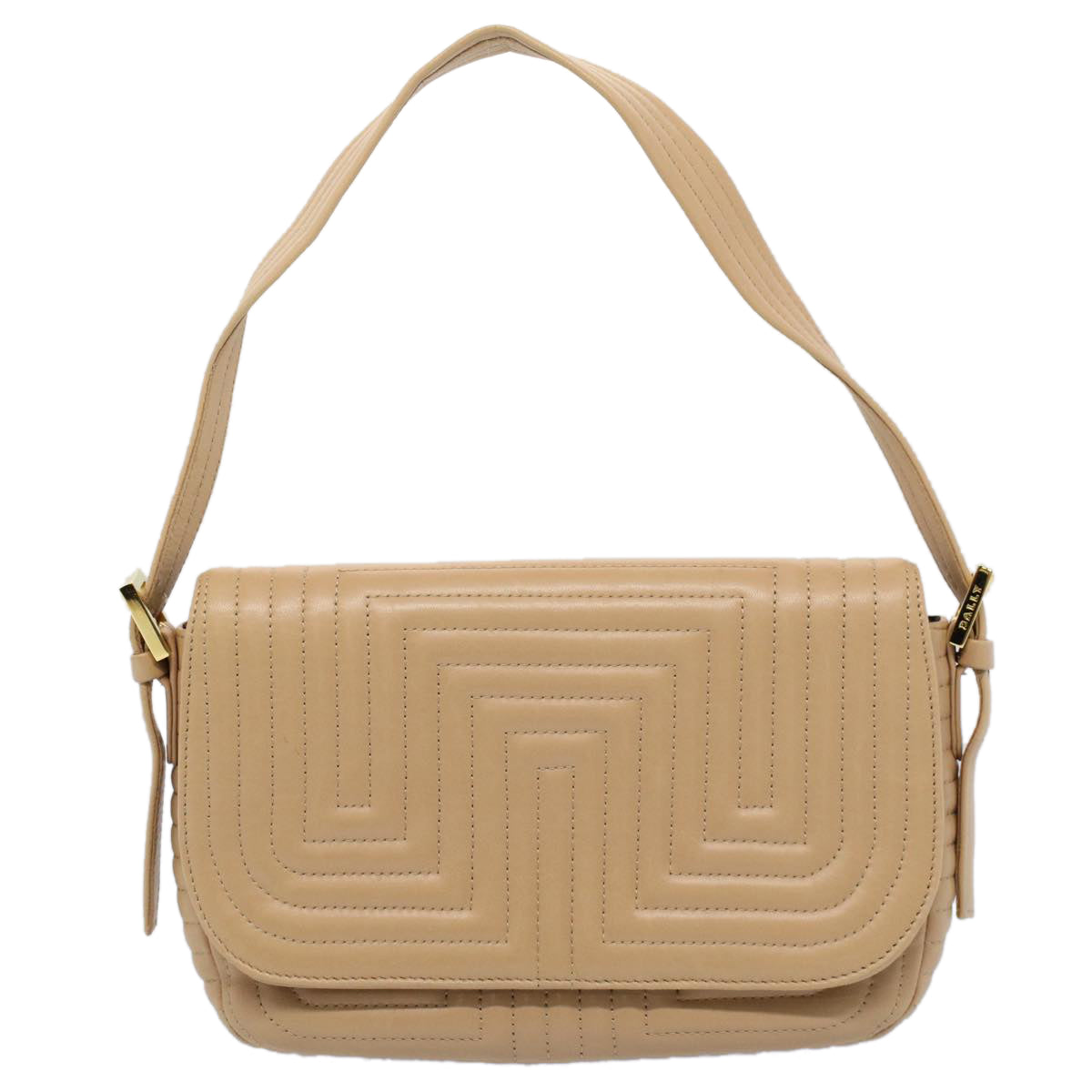 BALLY Shoulder Bag Leather Beige Auth ac2228