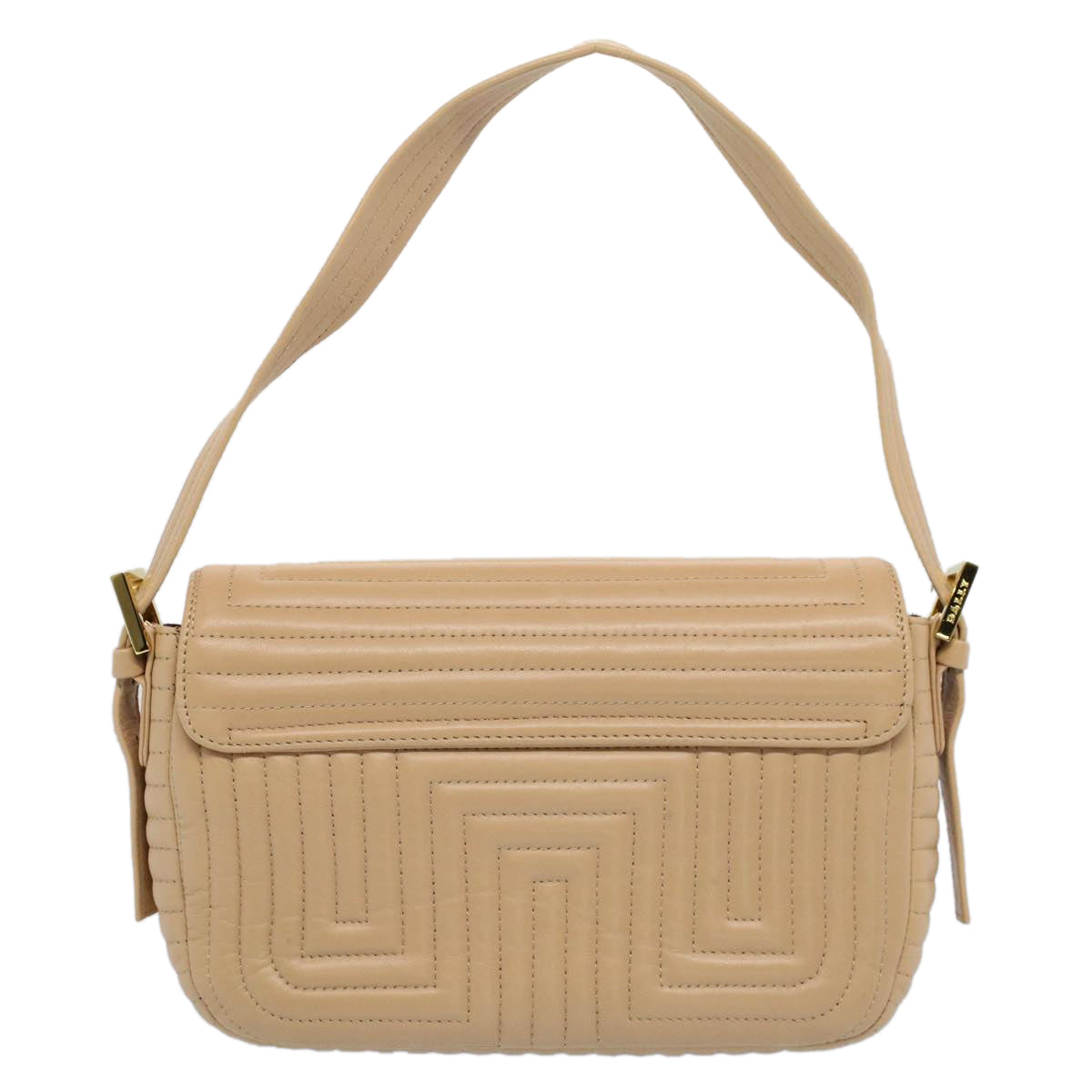 BALLY Shoulder Bag Leather Beige Auth ac2228