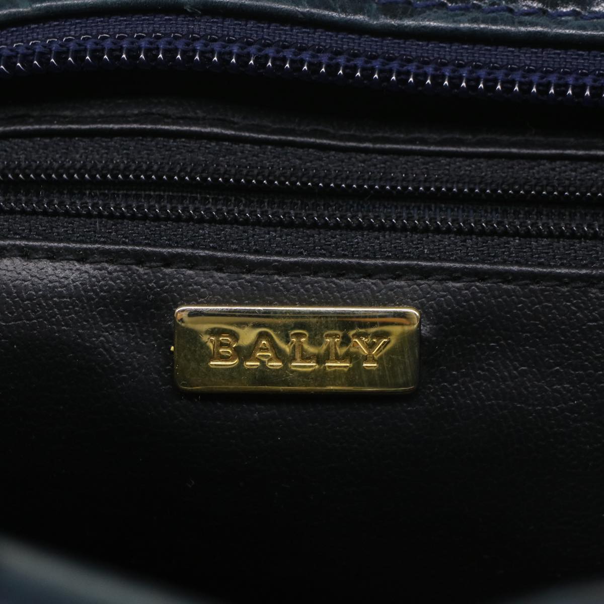 BALLY Hand Bag Leather Navy Auth ac2235