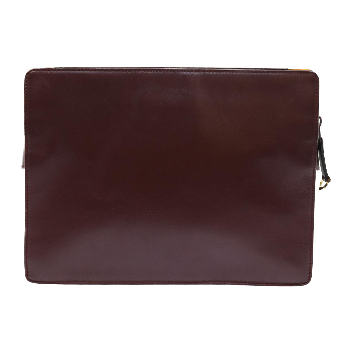 CARTIER Clutch Bag Leather Wine Red Auth ac2247