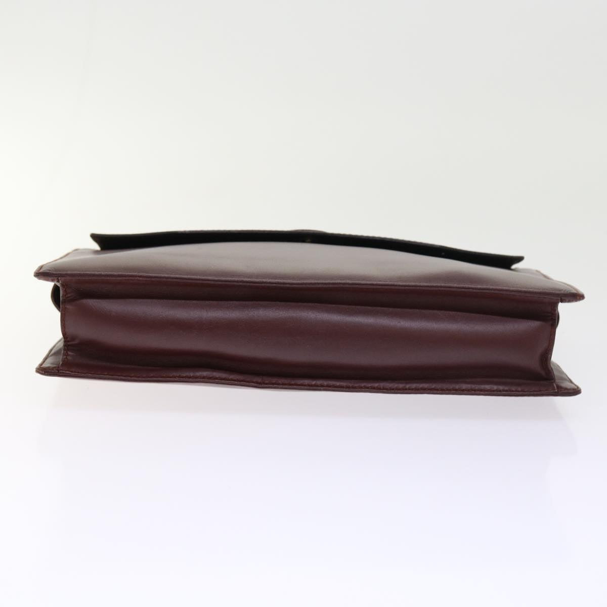 CARTIER Clutch Bag Leather Wine Red Auth ac2247