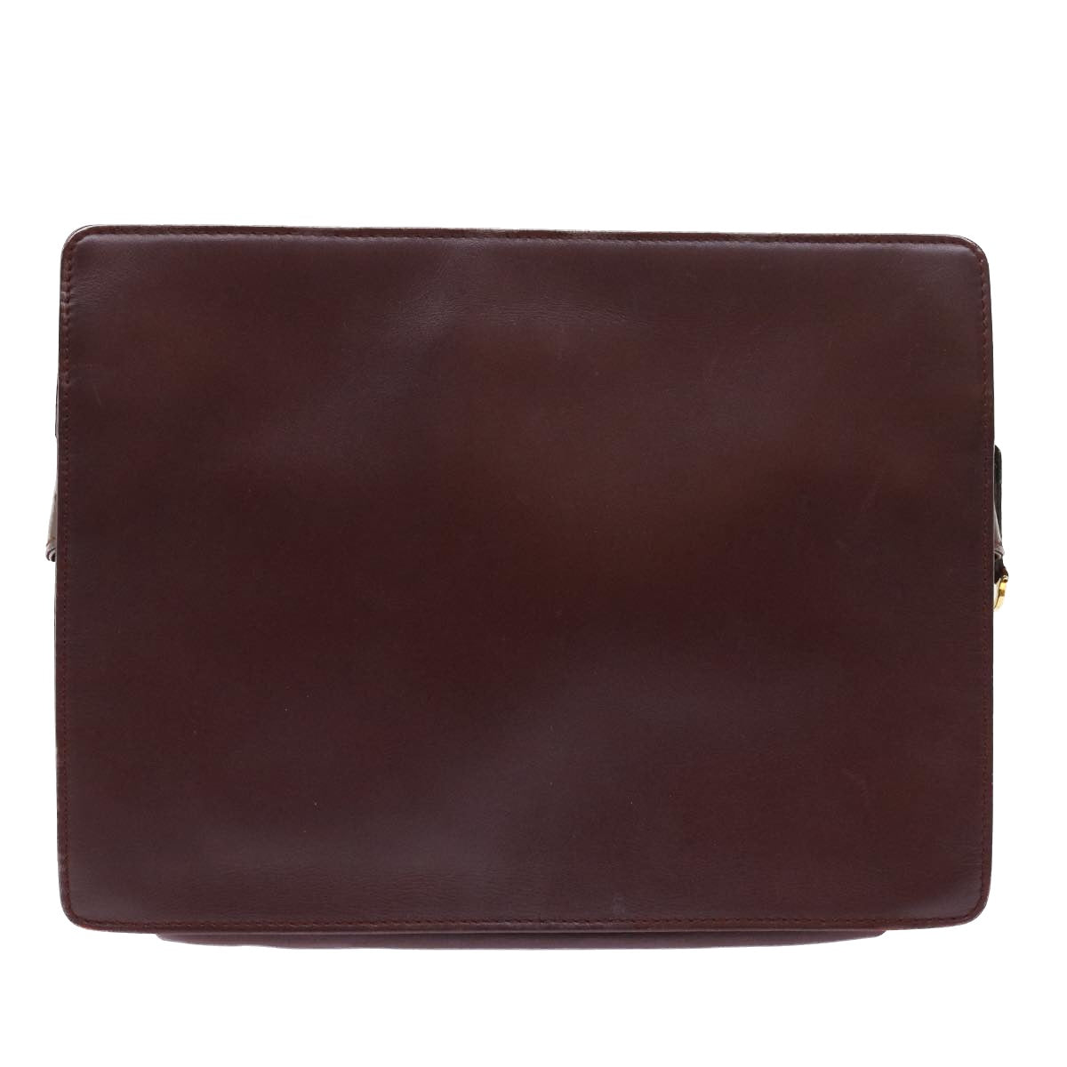 CARTIER Clutch Bag Leather Wine Red Auth ac2248