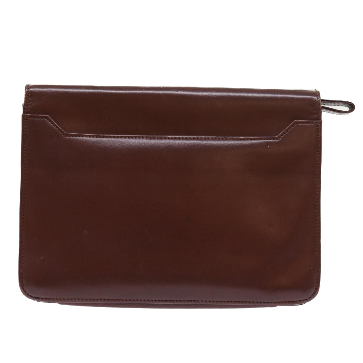 CARTIER Clutch Bag Leather Wine Red Auth ac2249