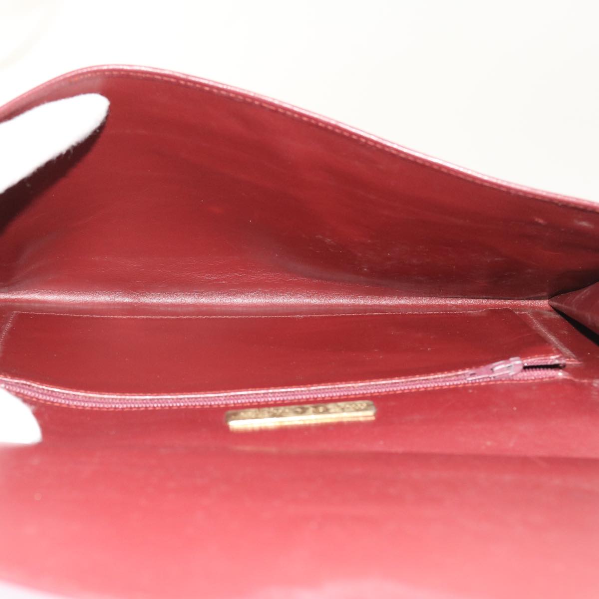 CARTIER Clutch Bag Leather Wine Red Auth ac2250