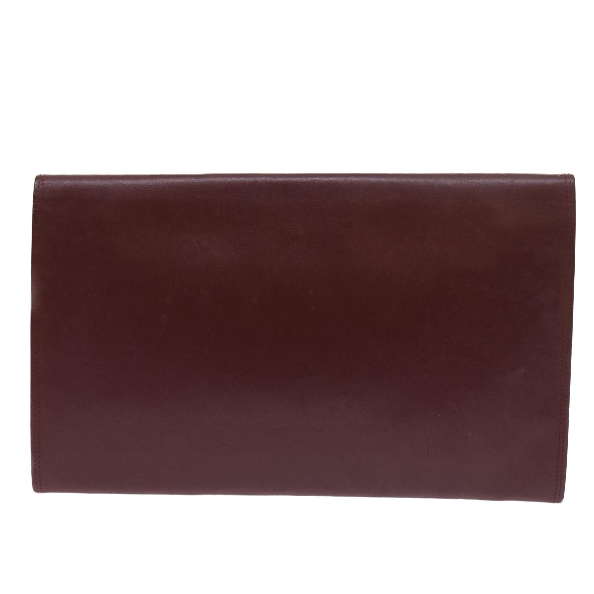 CARTIER Clutch Bag Leather Wine Red Auth ac2250