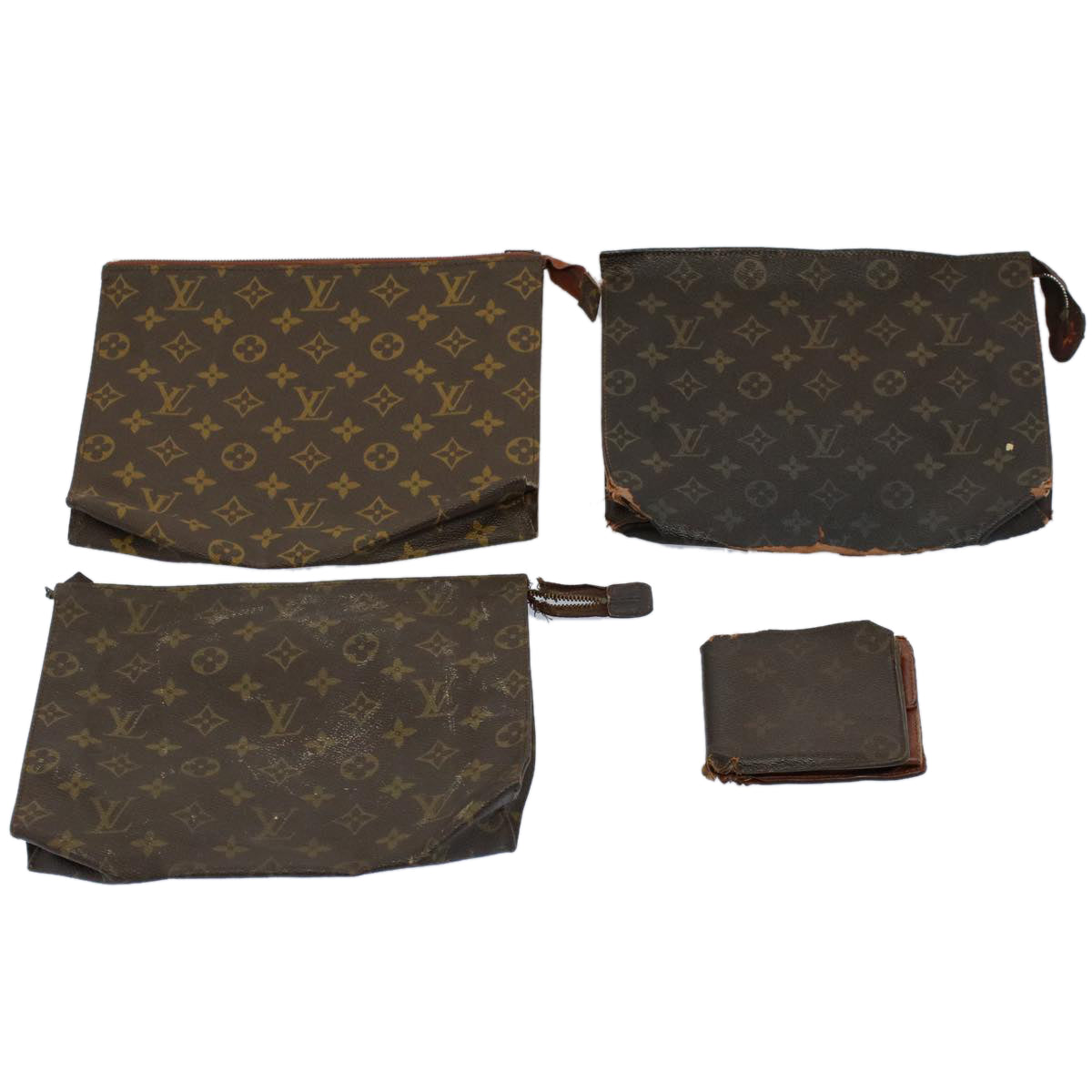 LOUIS VUITTON Monogram Wallet Clutch Bag 4Set LV Auth ac2255