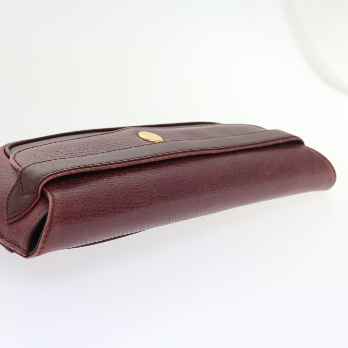 CARTIER Clutch Bag Leather Red Auth ac2282