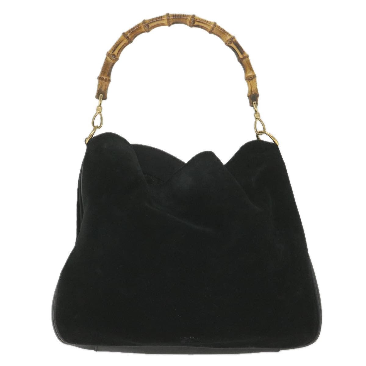 GUCCI Bamboo Shoulder Bag Suede Black 0012058 1577 0 Auth ac2295