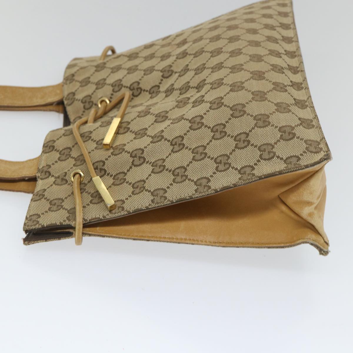 GUCCI GG Canvas Tote Bag Beige 002 1053 3754 Auth ac2355