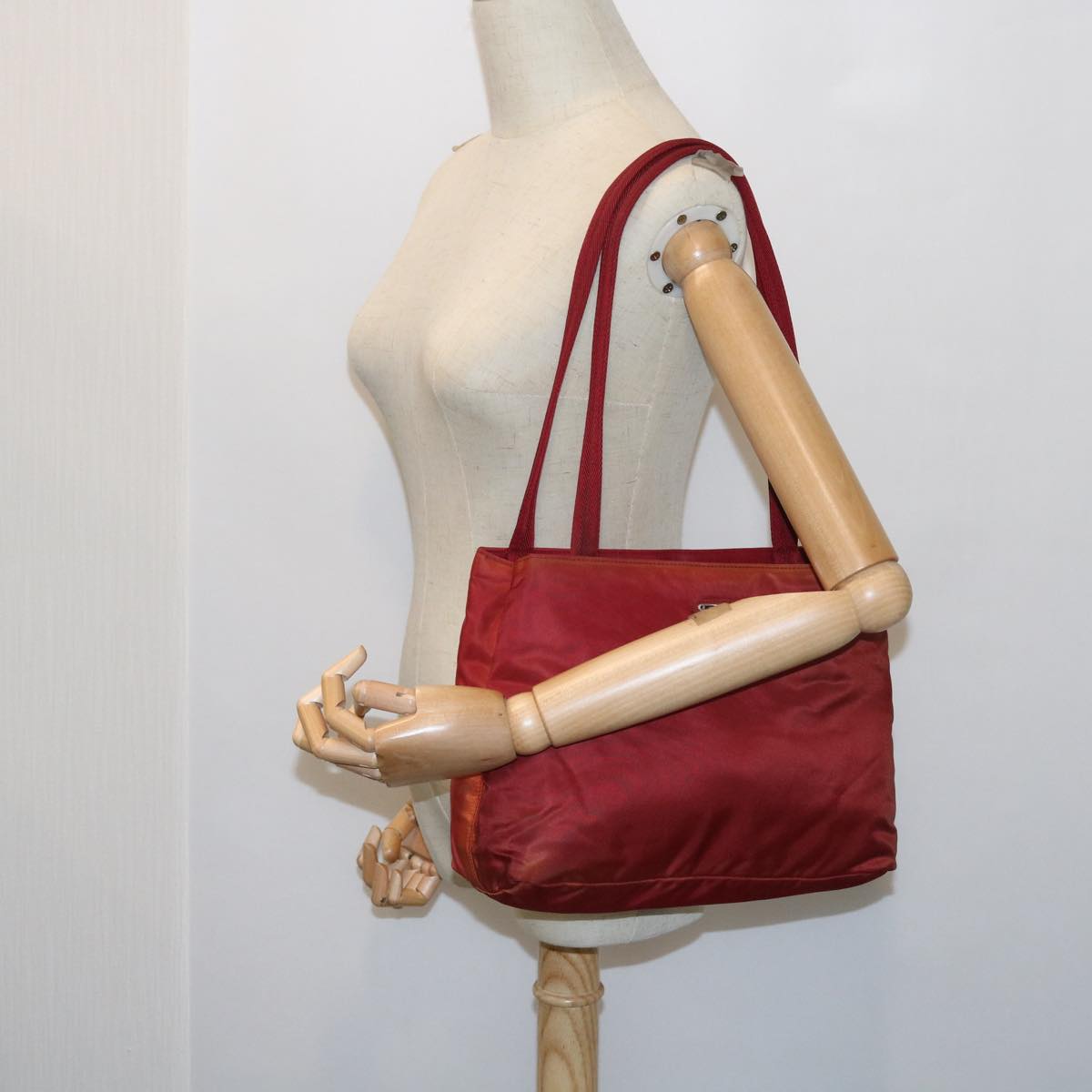 PRADA Hand Bag Nylon Red Auth ac2372