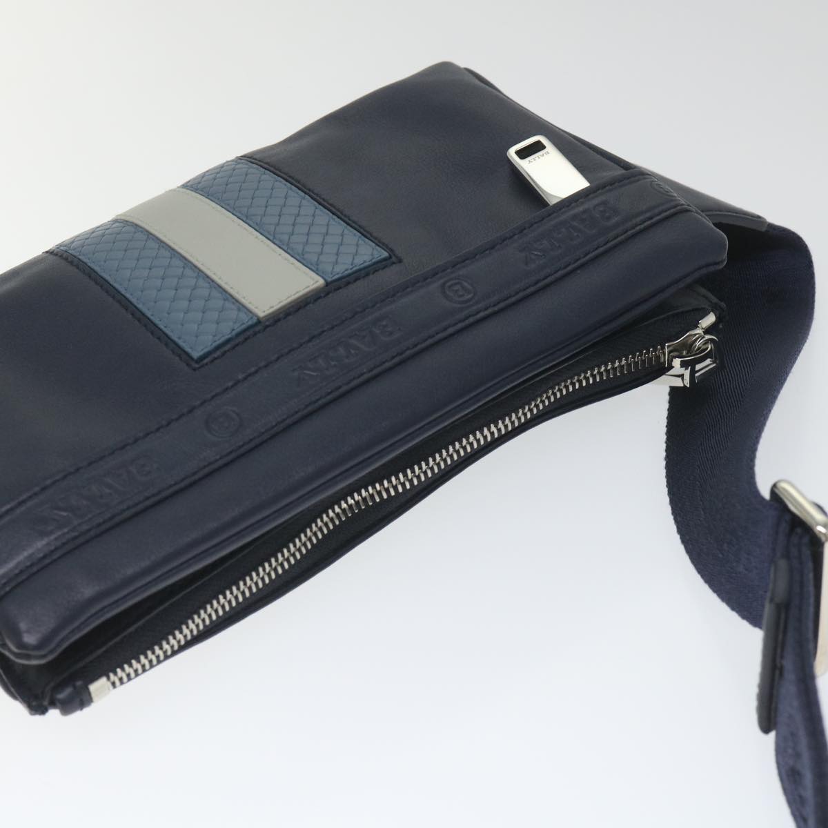 BALLY Waist bag Leather Navy Auth ac2398