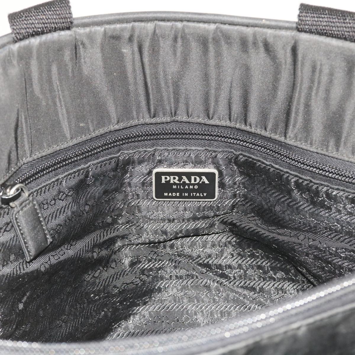 PRADA Hand Bag Nylon Black Auth ac2427