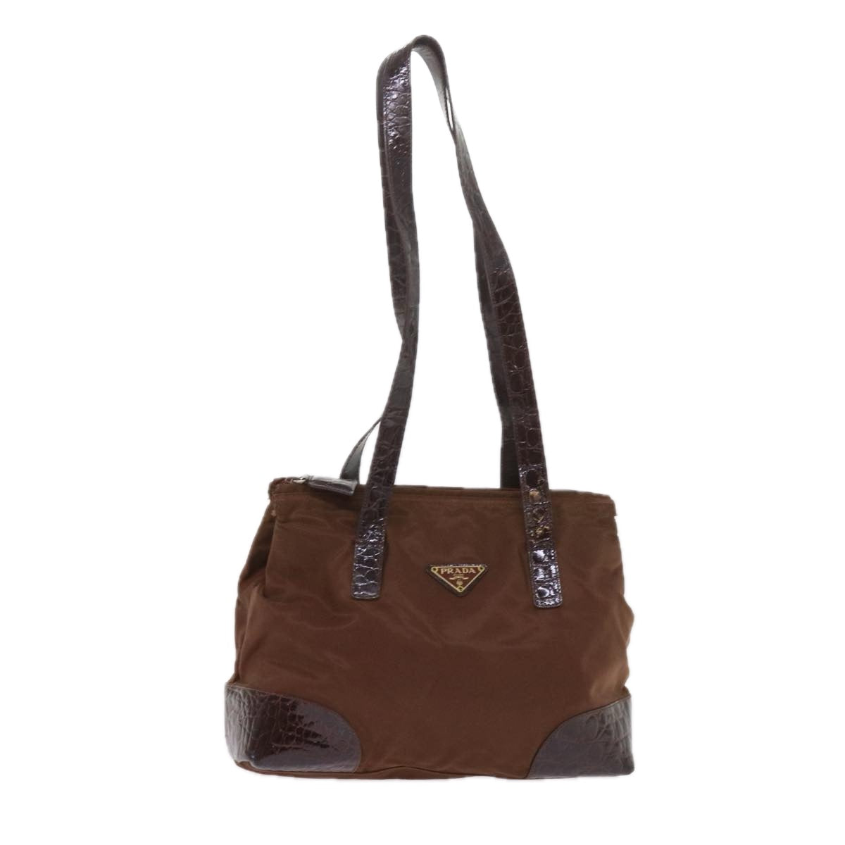 PRADA Shoulder Bag Nylon Brown Auth ac2435