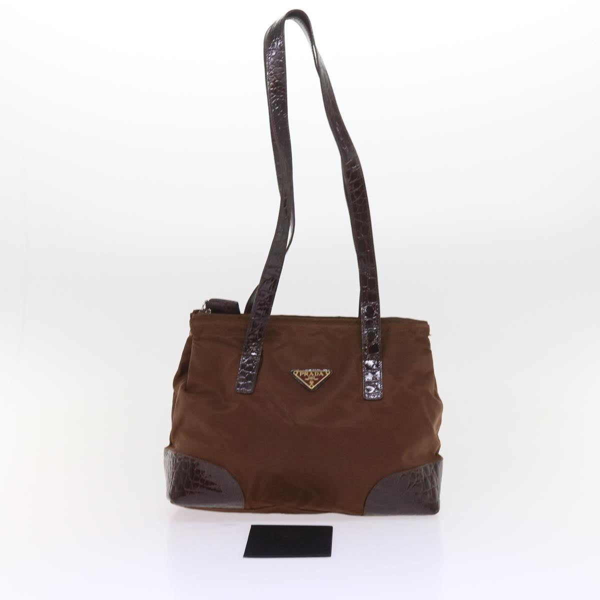 PRADA Shoulder Bag Nylon Brown Auth ac2435