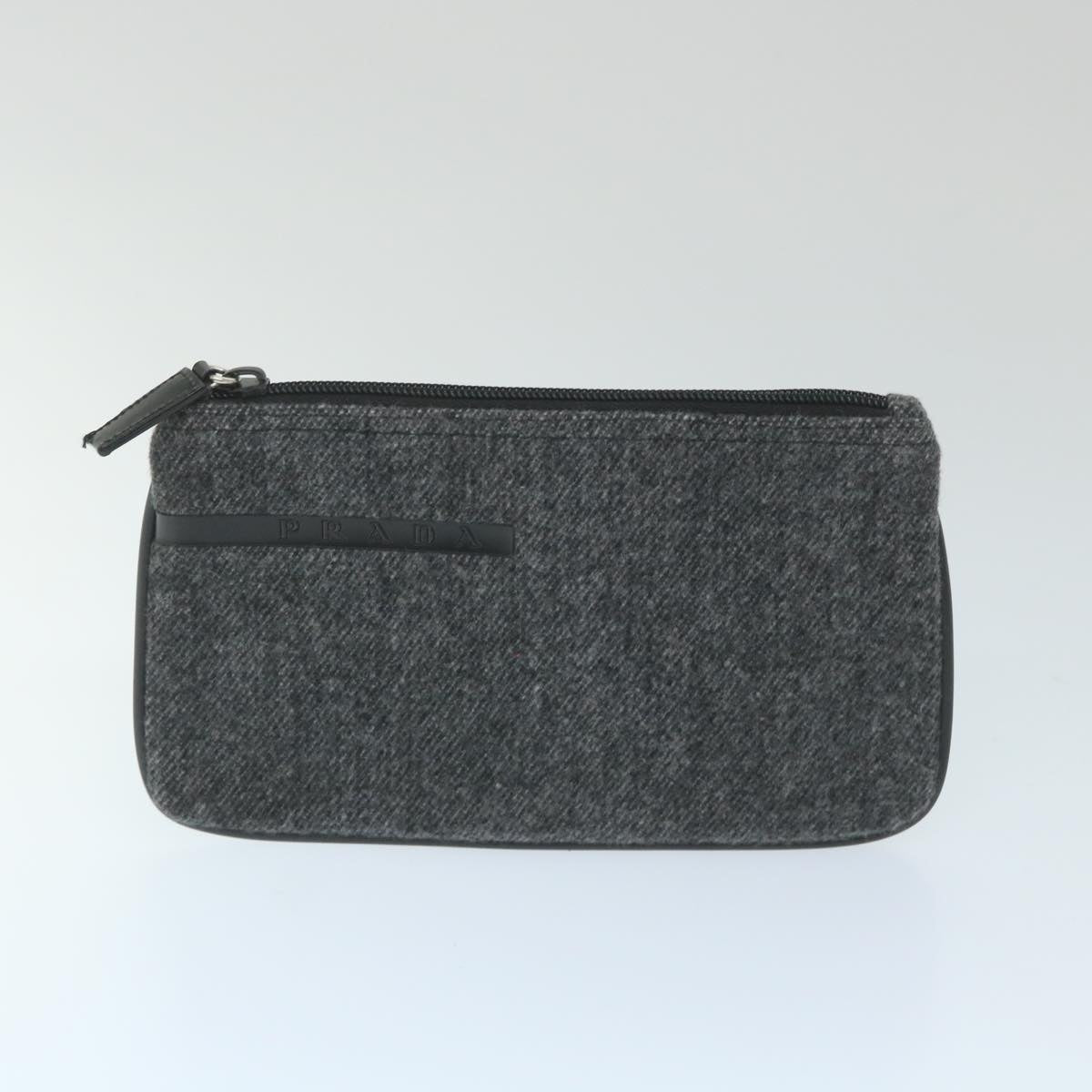 PRADA Pouch Nylon Denim 2Set Gray Black Auth ac2448