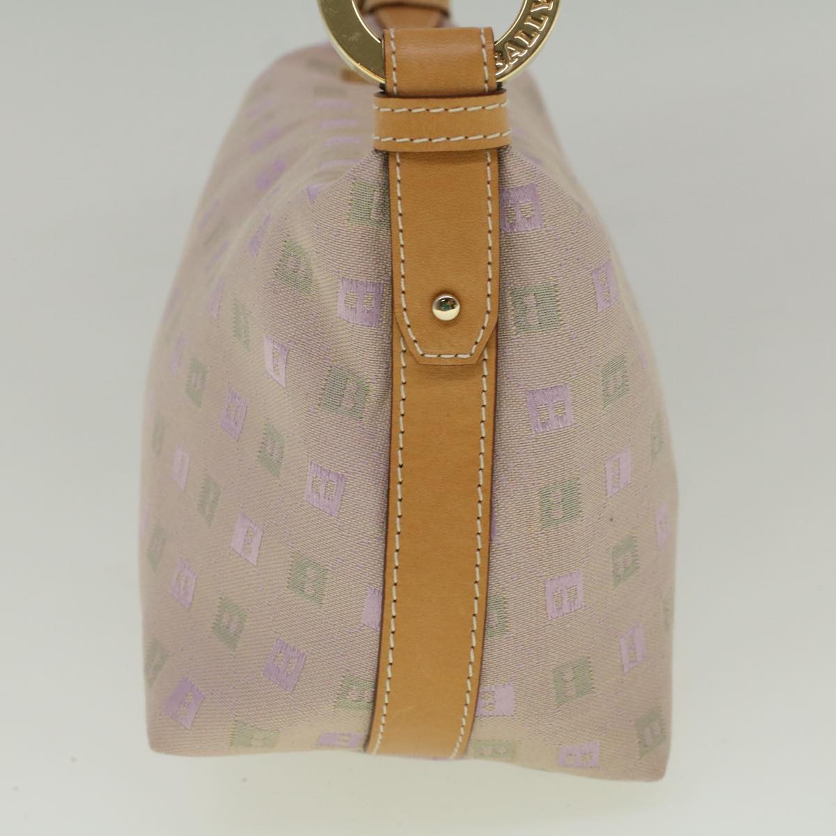 BALLY Shoulder Bag Canvas Pink Auth ac2477