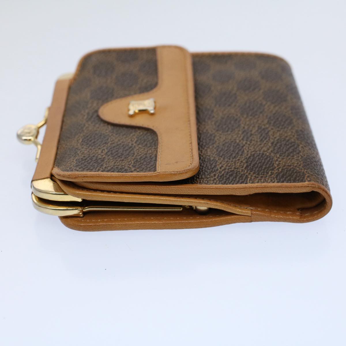 CELINE Macadam Canvas Wallet PVC Leather Brown Auth ac2489