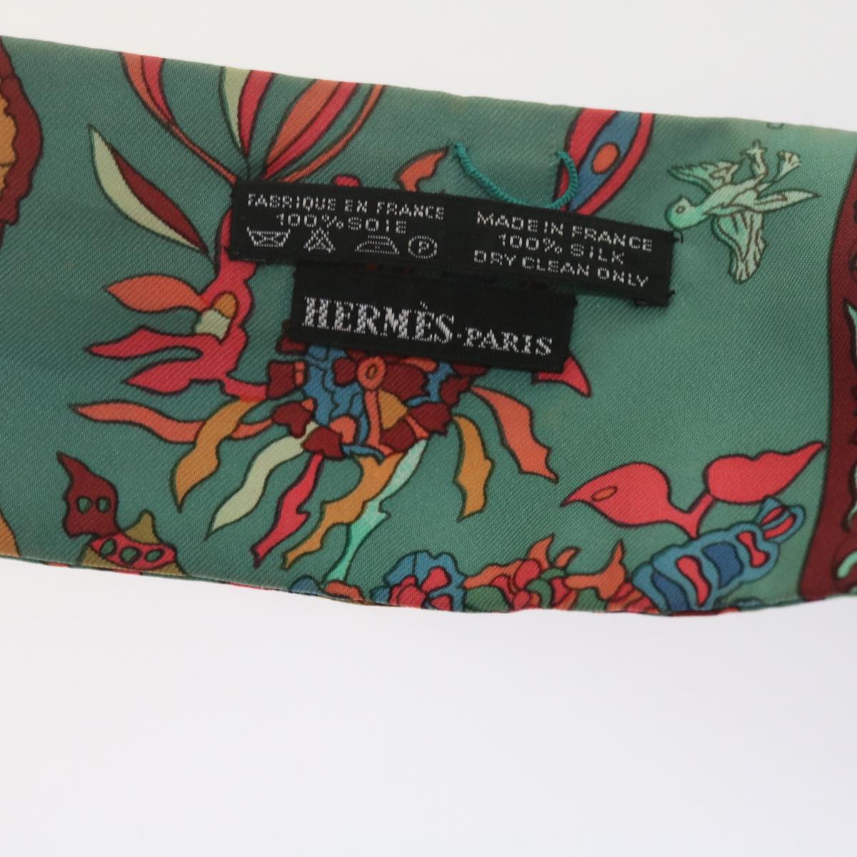 HERMES Twilly Scarf Silk Green Auth ac2493