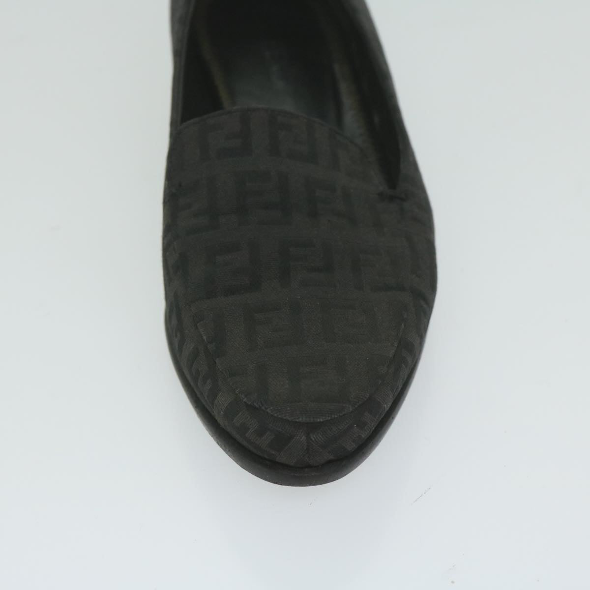 FENDI Zucchino Canvas loafers shoes Black Auth ac2503