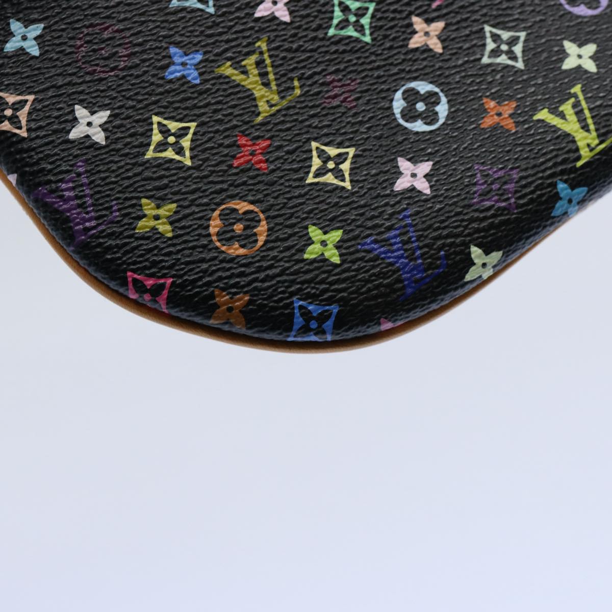 LOUIS VUITTON Multicolor Pochette MM Coin Purse Black M60031 LV Auth ac2507