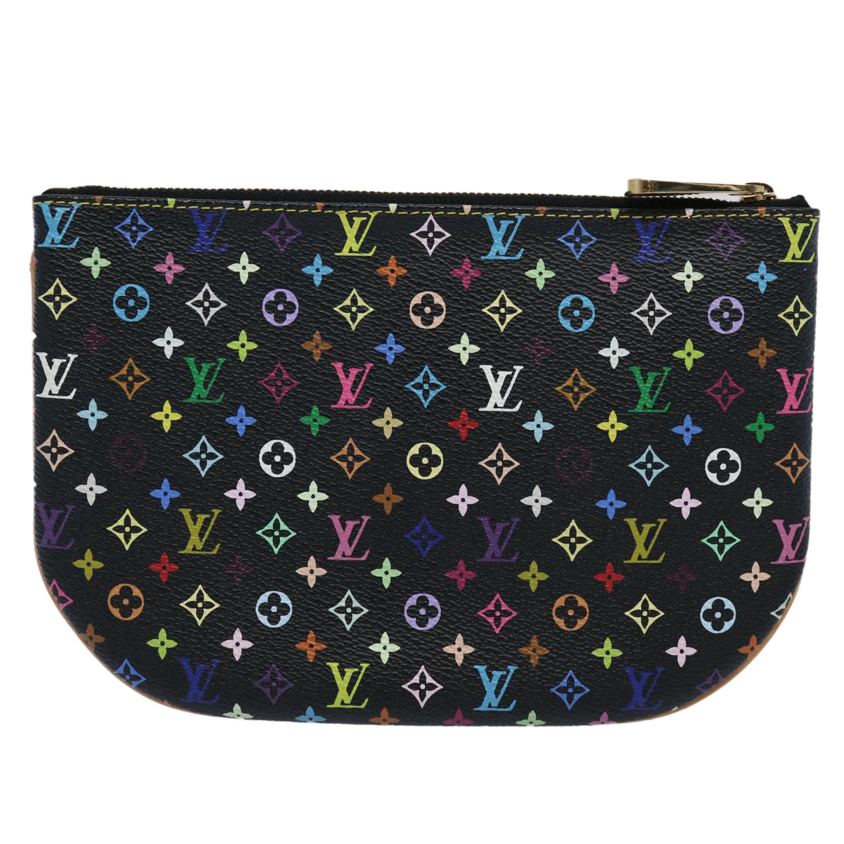 LOUIS VUITTON Multicolor Pochette MM Coin Purse Black M60031 LV Auth ac2507