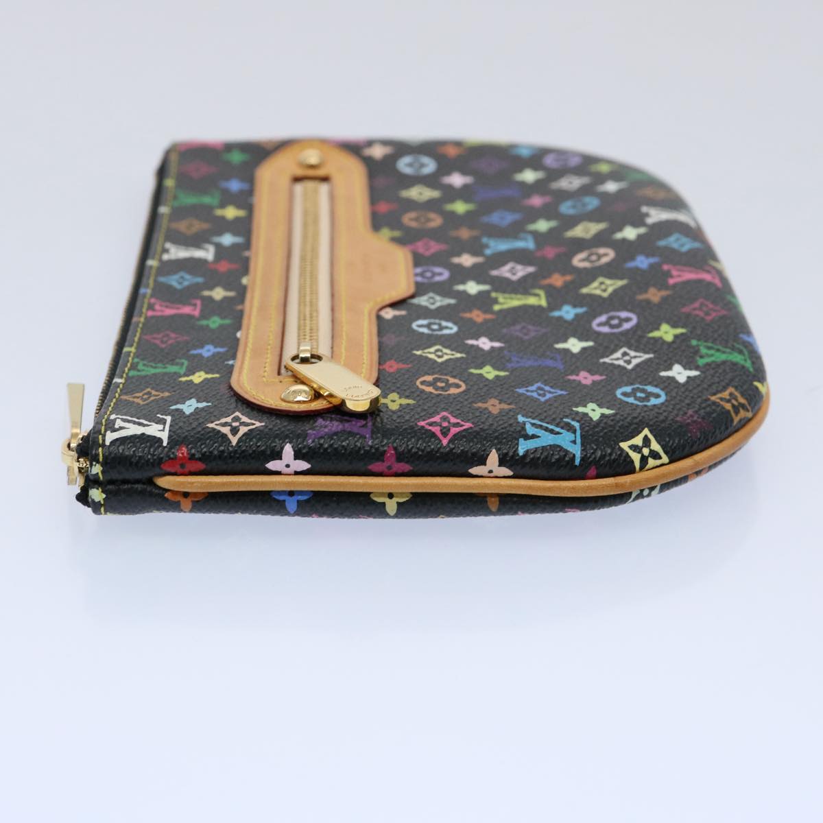 LOUIS VUITTON Multicolor Pochette MM Coin Purse Black M60031 LV Auth ac2507