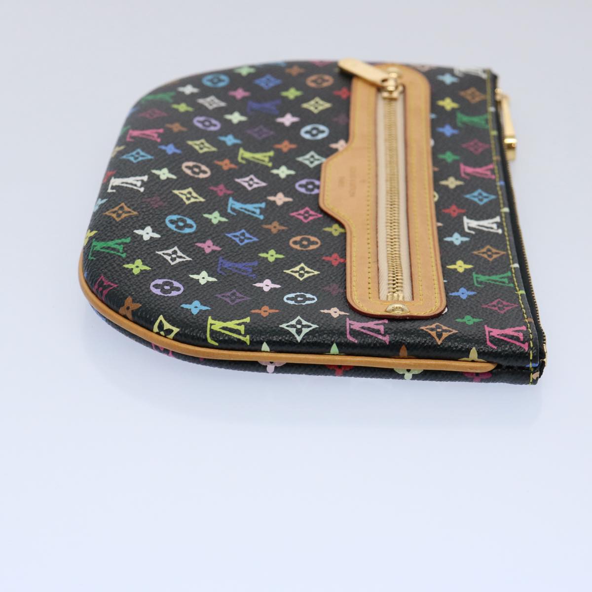 LOUIS VUITTON Multicolor Pochette MM Coin Purse Black M60031 LV Auth ac2507