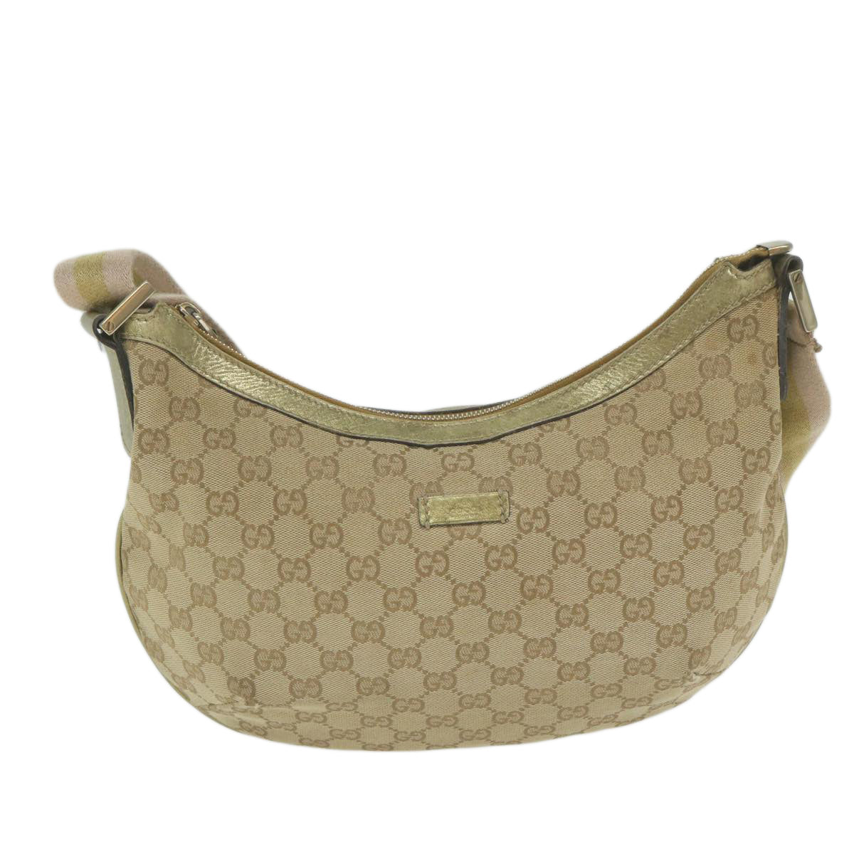 GUCCI GG Canvas Sherry Line Shoulder Bag Beige Gold pink 181092 Auth ac2524