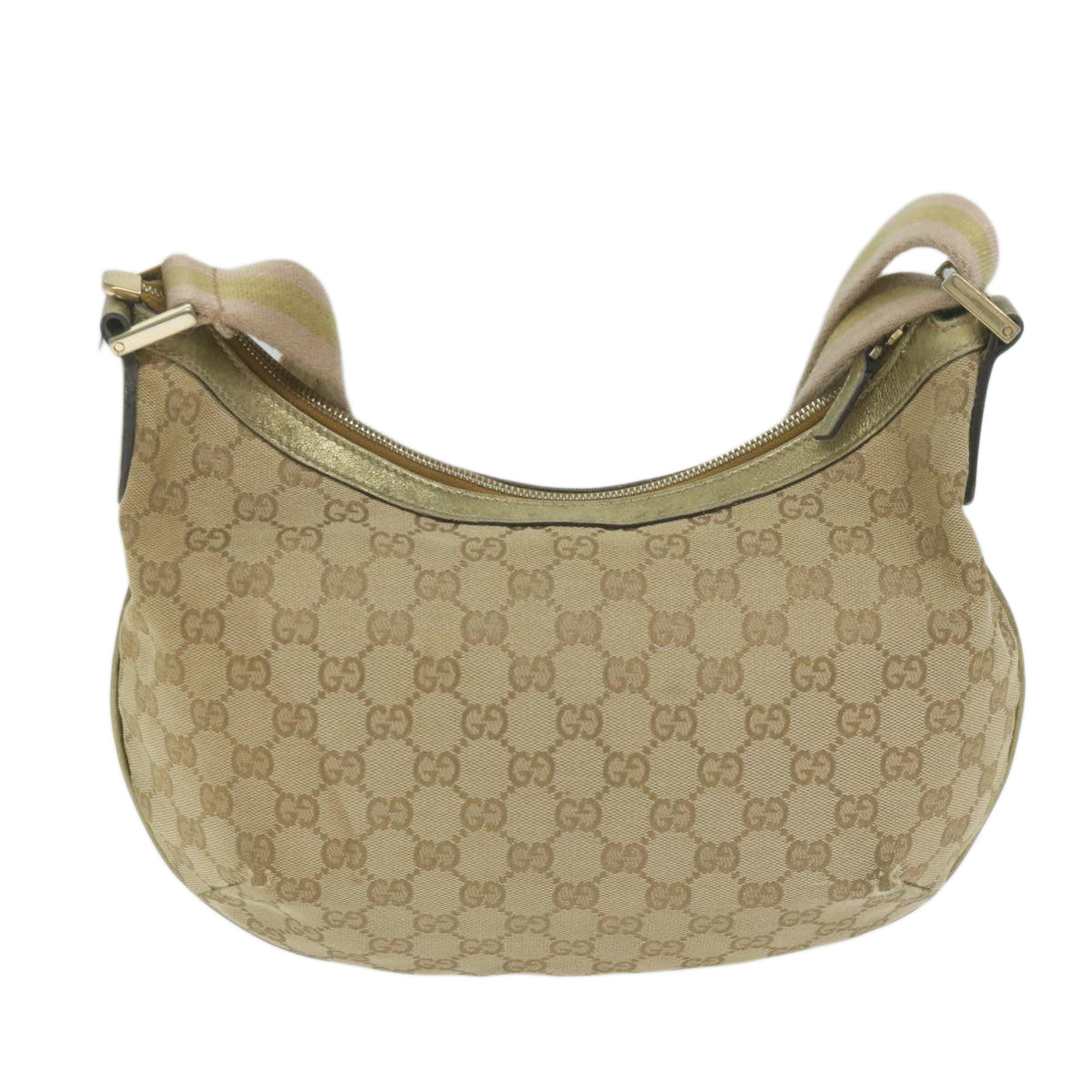 GUCCI GG Canvas Sherry Line Shoulder Bag Beige Gold pink 181092 Auth ac2524