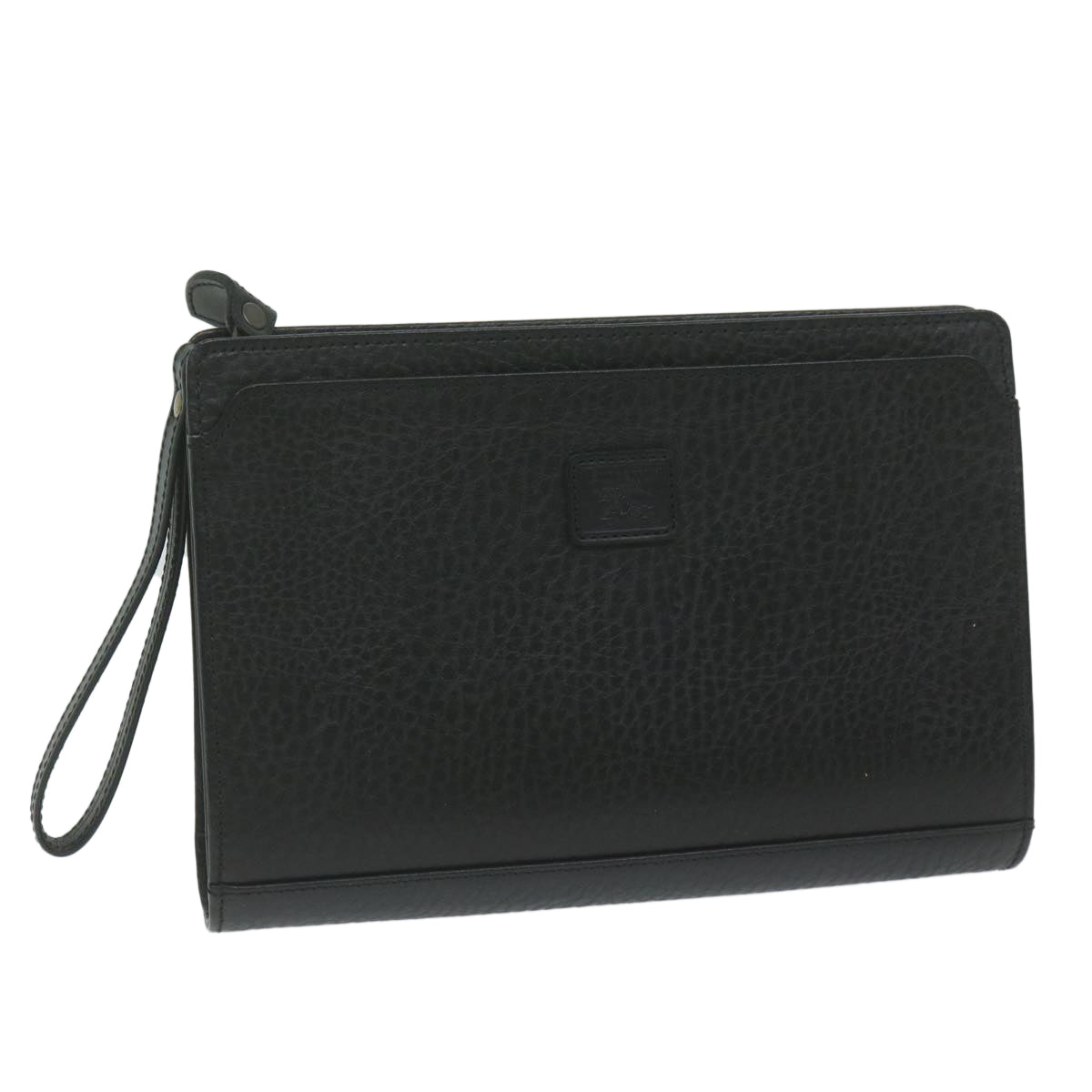 Burberrys Clutch Bag Leather Black Auth ac2560