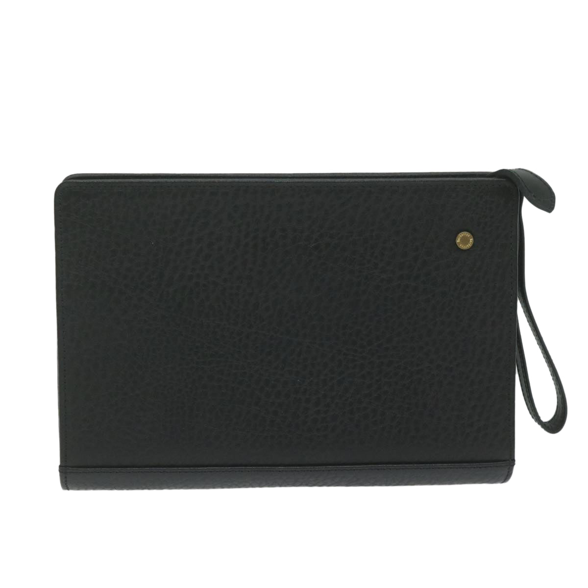 Burberrys Clutch Bag Leather Black Auth ac2560