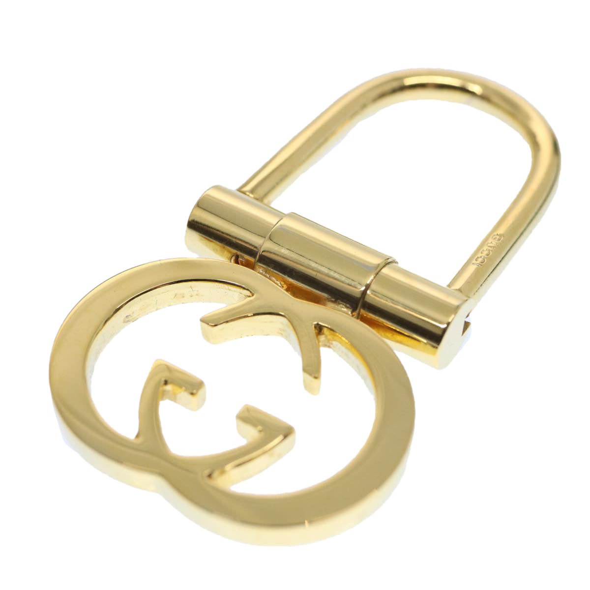 GUCCI Interlocking Key Ring metal Gold Tone Auth ac2581