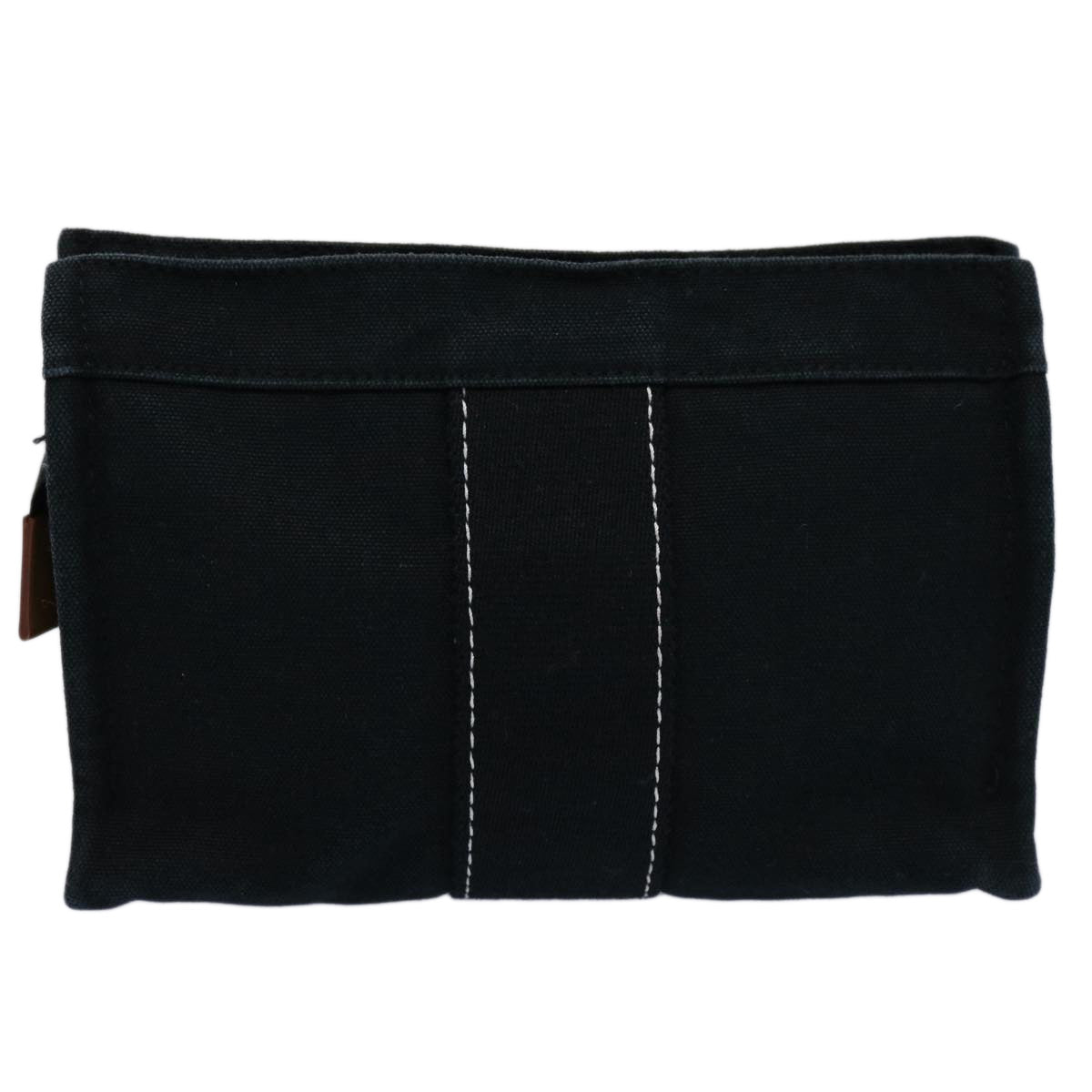 HERMES Deauville Pouch Canvas Black Auth ac2583