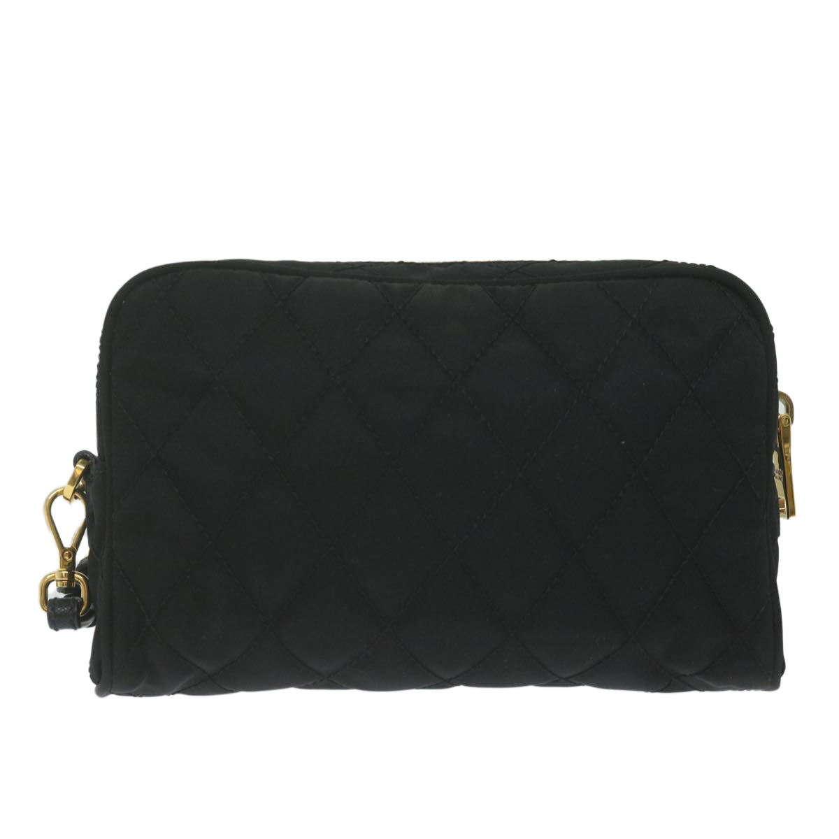 PRADA Embroidery Pouch Nylon Black Auth ac2598