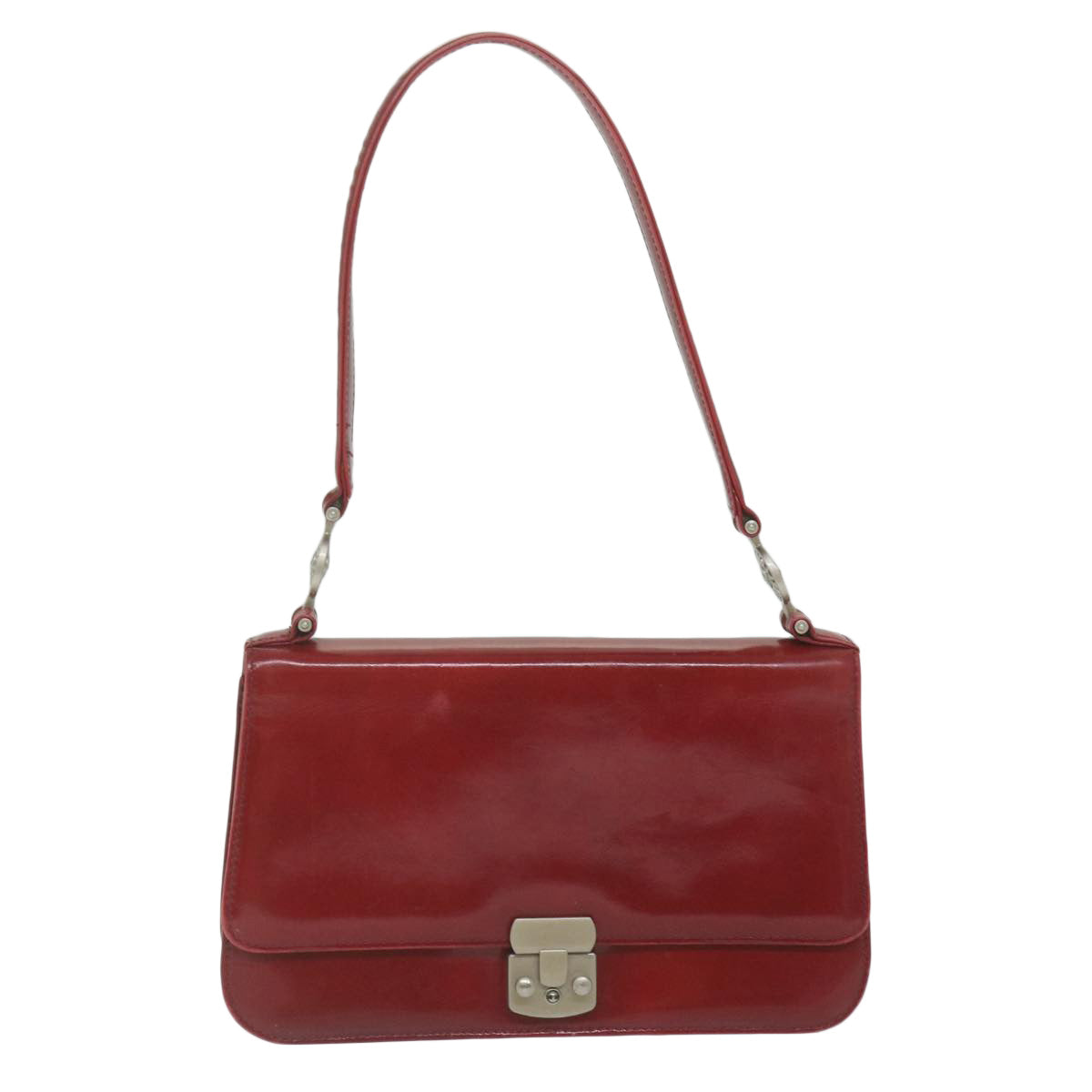 VERSACE Shoulder Bag Leather Red Auth ac2601