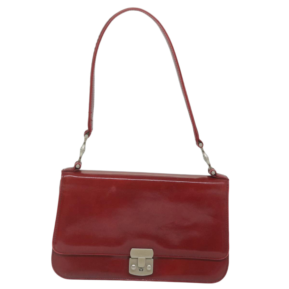 VERSACE Shoulder Bag Leather Red Auth ac2601