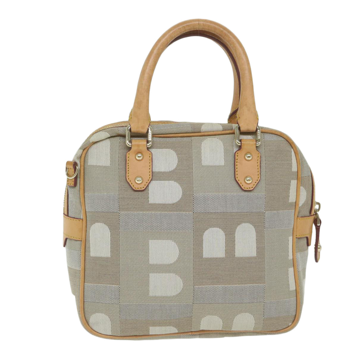 BALLY Hand Bag Canvas Beige Auth ac2605