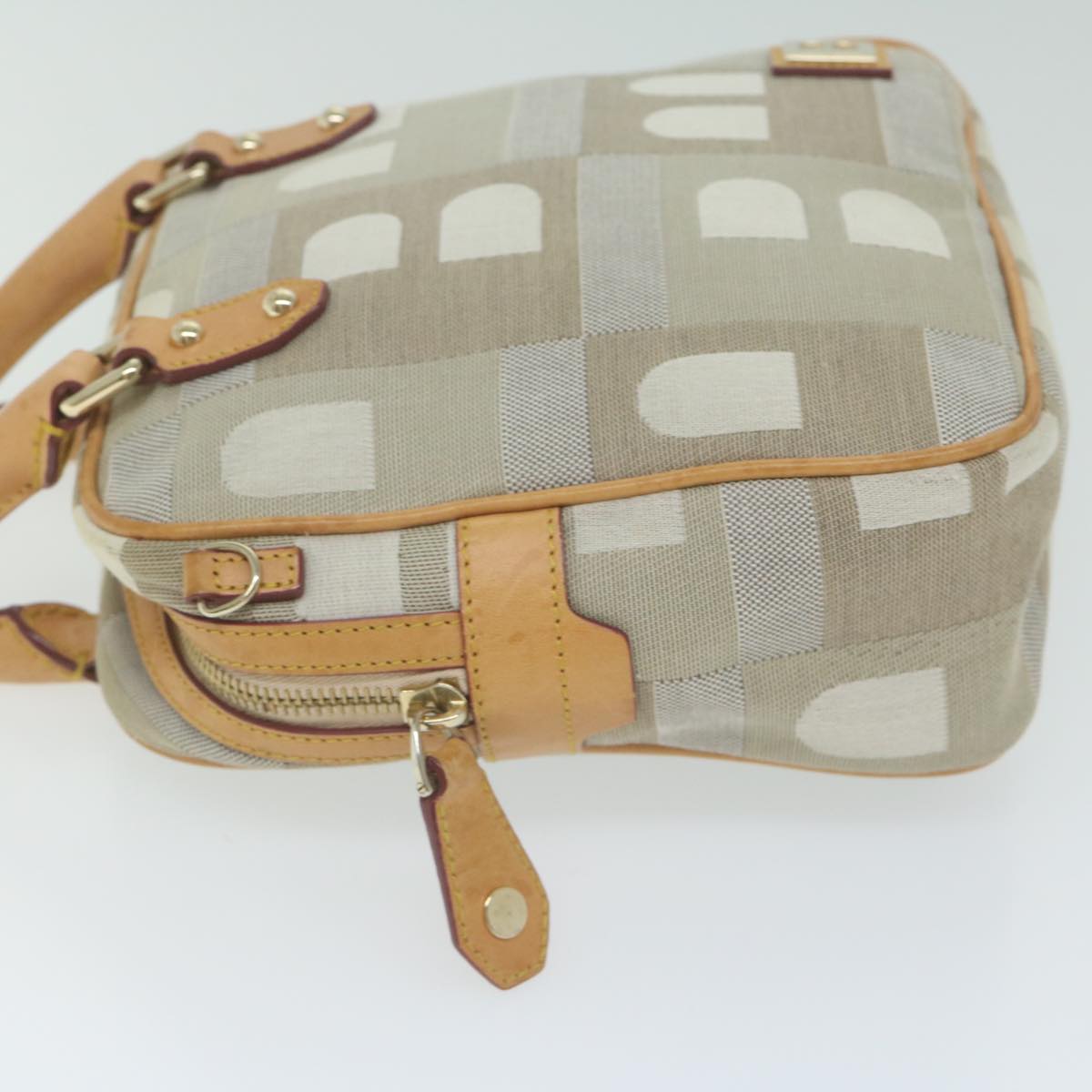 BALLY Hand Bag Canvas Beige Auth ac2605